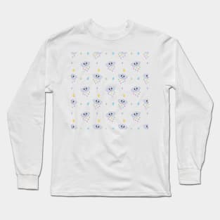 Kawaii Cute Raining Rainbow Clouds Pattern Long Sleeve T-Shirt